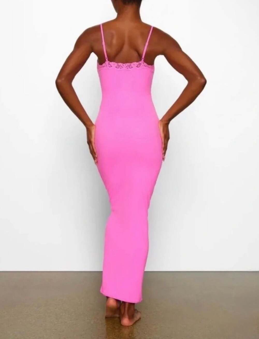 SKIMS Fits Everybody Lace Long Slip Dress in Bubble Gum Size Medium - Picture 2 of 6